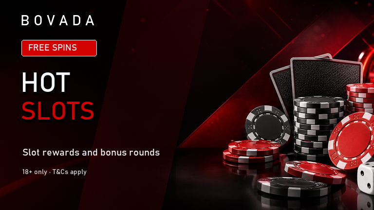 Bovada free spins slot machine with red glow