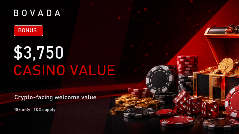 Bovada bonus chest with red chips and casino rewards