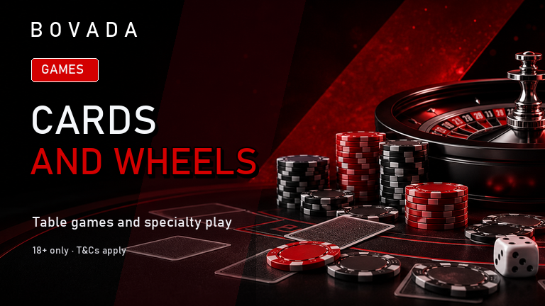 Bovada blackjack poker and roulette red table scene